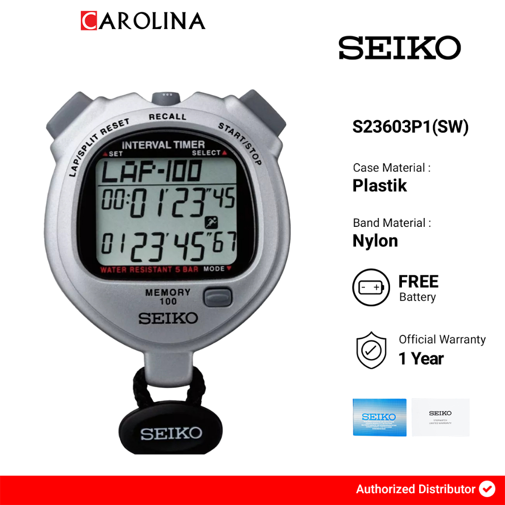 Stopwatch SEIKO Digital S23603P1(SW) 100 Lap Memory
