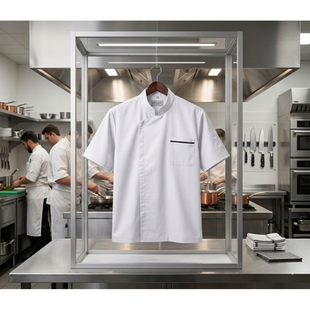 seragam chef unisex bahan drill unione model polos