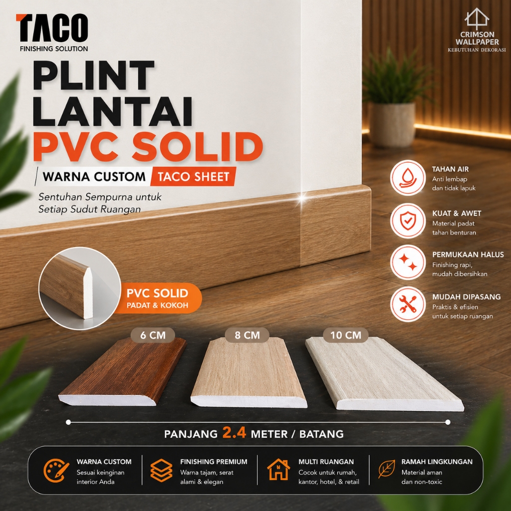 PLINT FULL PVC PADAT | LIST PLINT LANTAI TACO  | PLIN LANTAI PADAT PVC | LIST LANTAI PVC SOLID