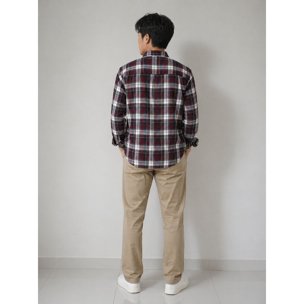 Kemeja Flanel Pria Weatherproof Vintage Flanel Shirt Lengan Panjang Cotton Premium