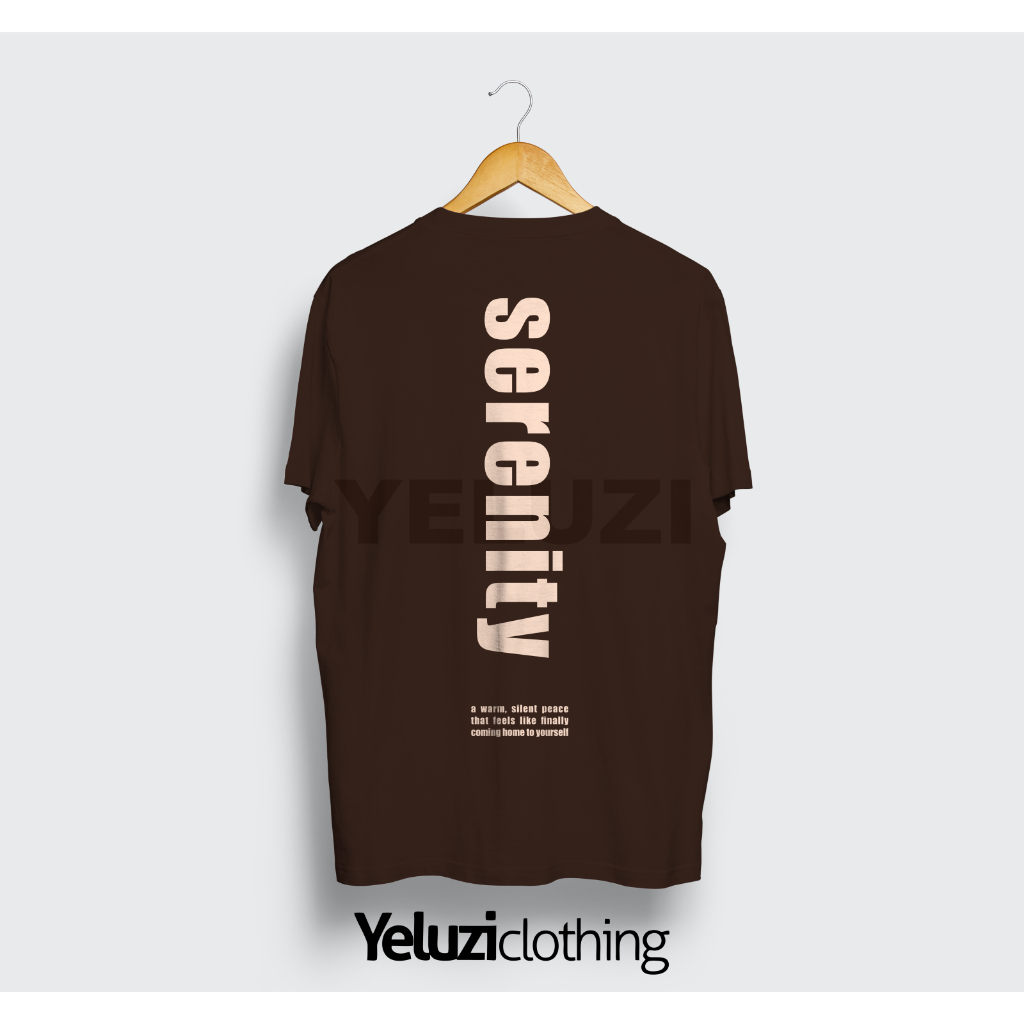 Kaos Oblong Unisex Anak Dewasa - Serenity - Coklat Tua  - Katun Combed 24s