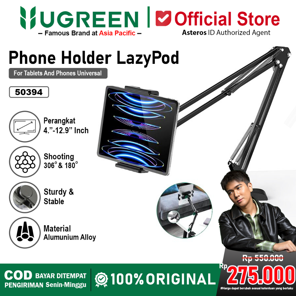 UGREEN Lazypod Stand Holder Penjepit Dudukan Handphone, Tablet, Ipad 50394