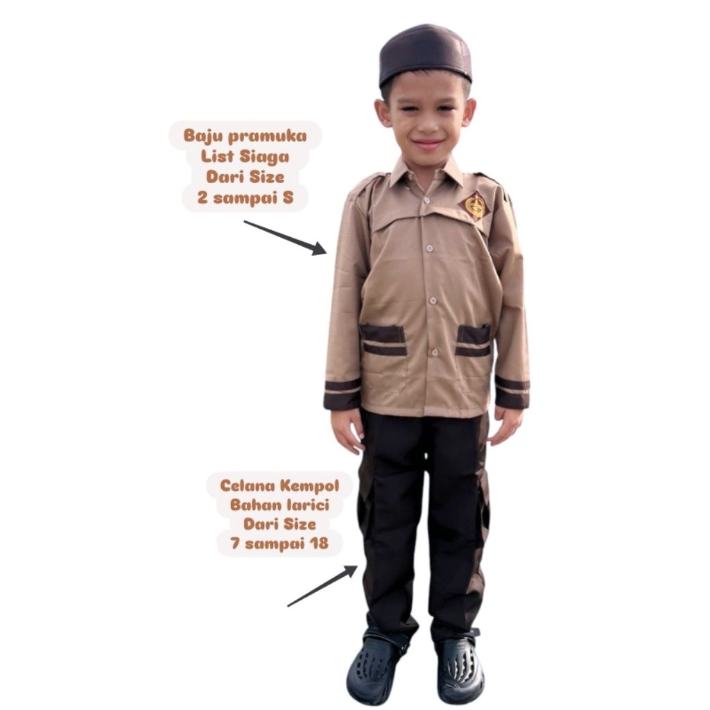 AL WAFA Seragam Pramuka Siaga List Putra/Putri Sekolah / Baju Pramuka Al Wafa/ Seragam Sekolah