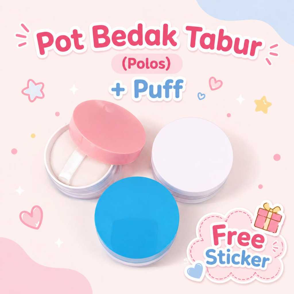 POT BEDAK TABUR 15gr Dengan Spon / Pot Bedak Travel Lucu / Pot Bedak Lucu