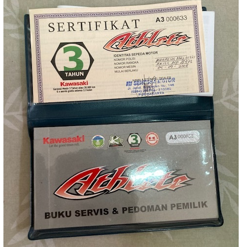 Kawasaki Buklet Buku Service Sertifikat Motor Athlete Bekas