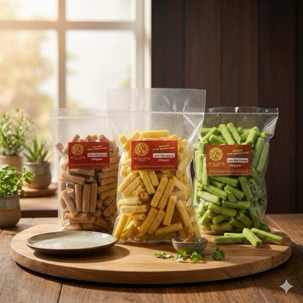 CORN STIK MOMOGI gurih manis renyah snack camilan kiloan coklat jagung pandan 250gram Corn momogi