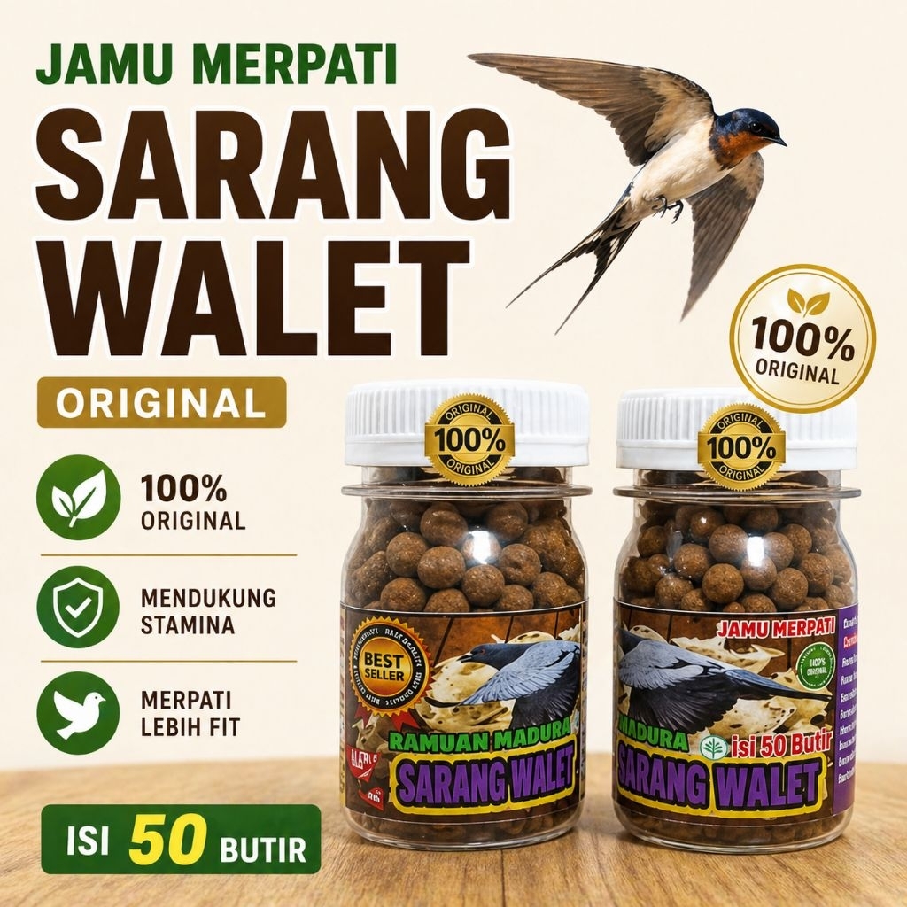 Doping Merpati SARANG WALET isi 100 Butir jamu merpati herbal Laras Ati jamu merpati super Giring ke