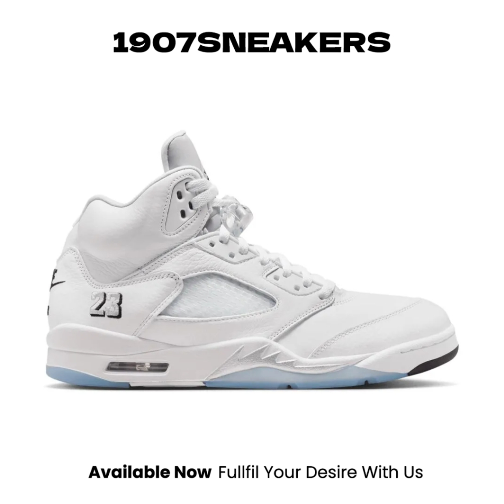 Sepatu Basket Pria Nike Air Jordan 5 Retro OG - White/Black - Metallic Silver NIKHQ7978103