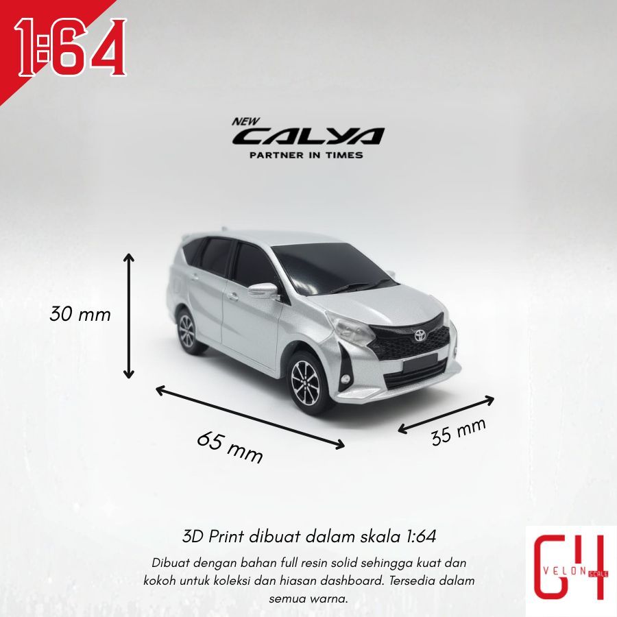 Diecast Miniatur Toyota Calya 2023 Skala 1:64 FULL Custom Warna dan Platnomor