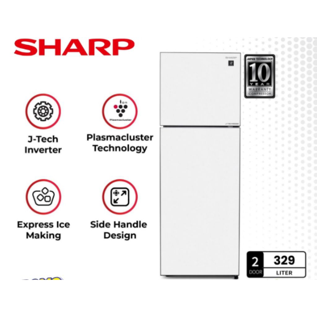KULKAS SHARP 2PINTU PLASMACLUSTER SJ-456GI GW (329L)