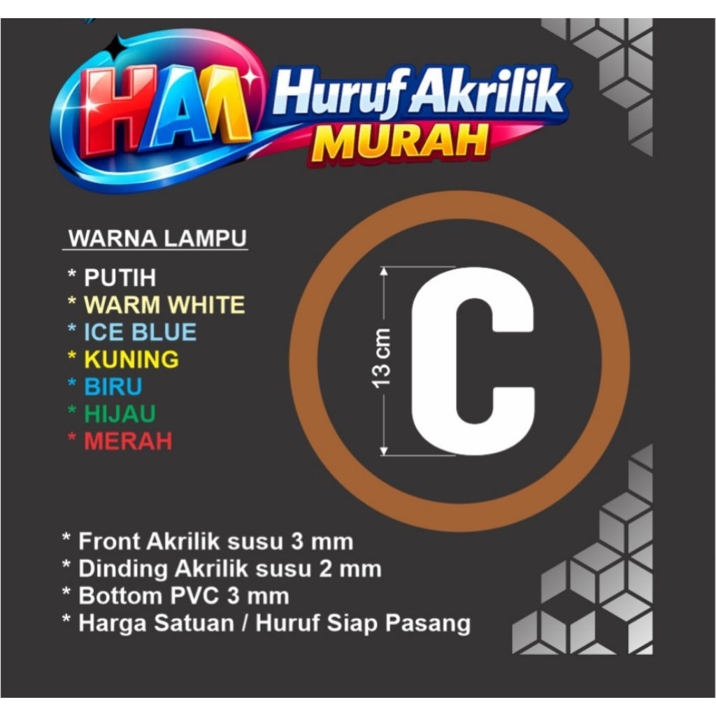 Huruf timbul acrylic