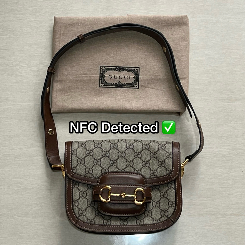 PL Gucci Horsebit 1955 Small Ebony Beige Shoulder Sling Crossbody Bag (with dustbag)