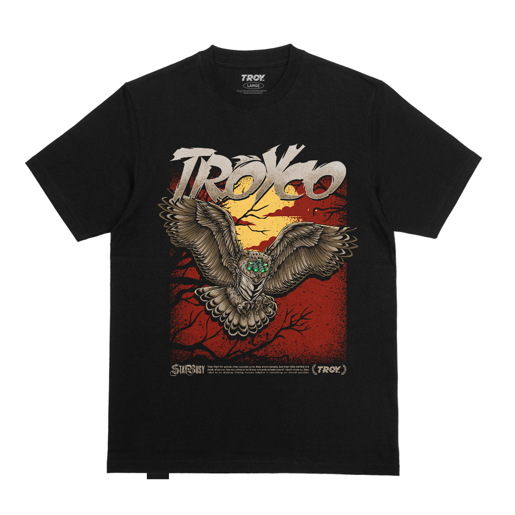 Troy Company Kaos Pria Lengan Pendek Hitam - Resistance Tshirt Black MTD 3604
