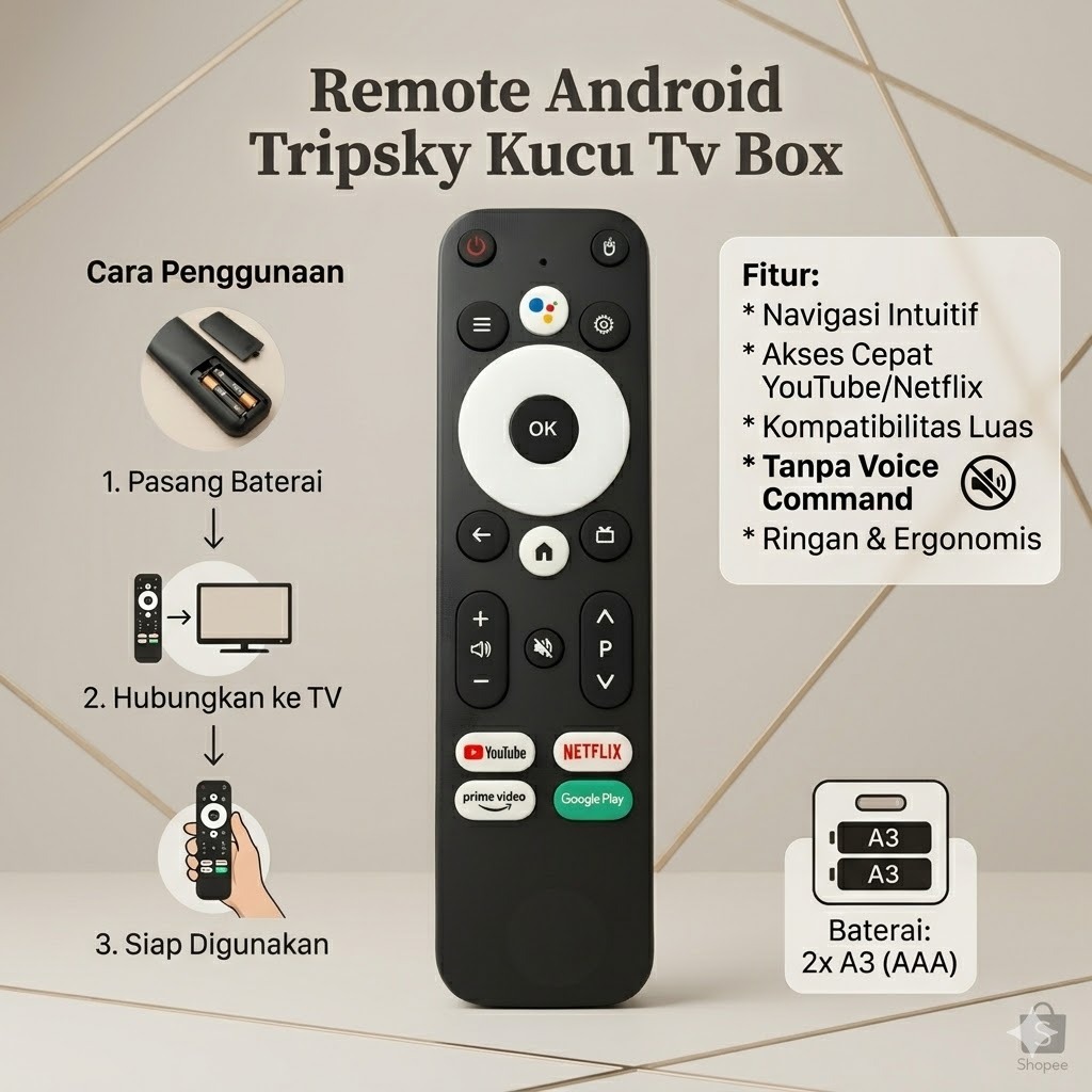 Remote Android TV Box Stick Mini Tripsiky C98 Mini Pro 4K X96 M96 Tanpa Setting