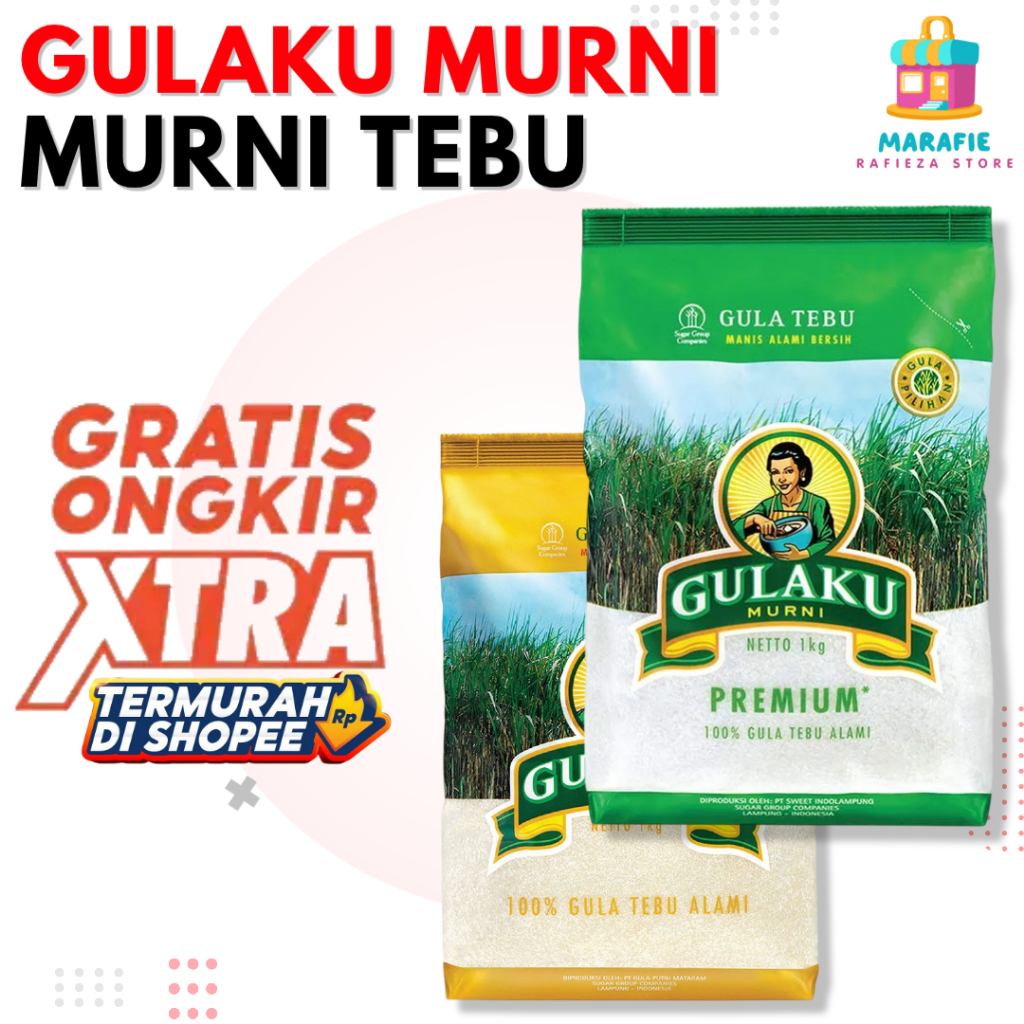 GULAKU Gula Pasir Putih Manis Alami | Rafinasi & Non Rafinasi 1 Kg | Sembako Murah Laris Marafie Ber