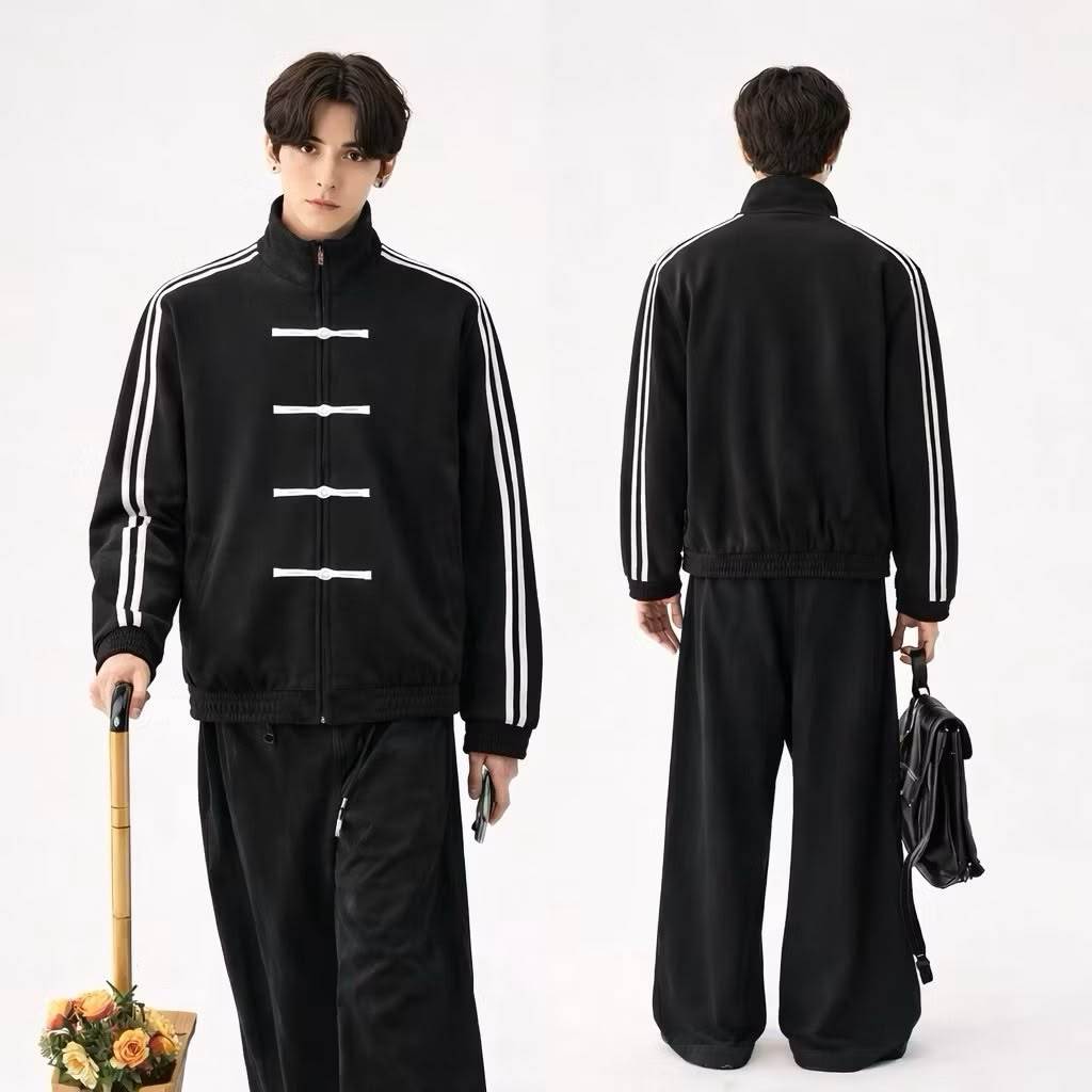 jaket Hitam Unisex Kekinian / Trektop Pria dewasa Terbaru / Size M L XL XXL