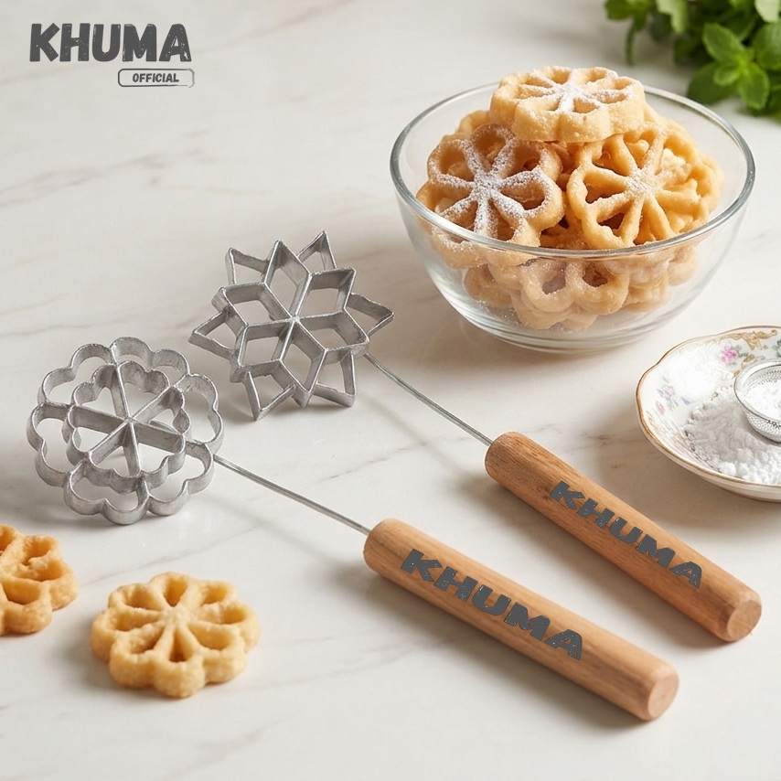 Lantari Cetakan Kue Kembang Goyang Tumpuk Gagang Kayu
