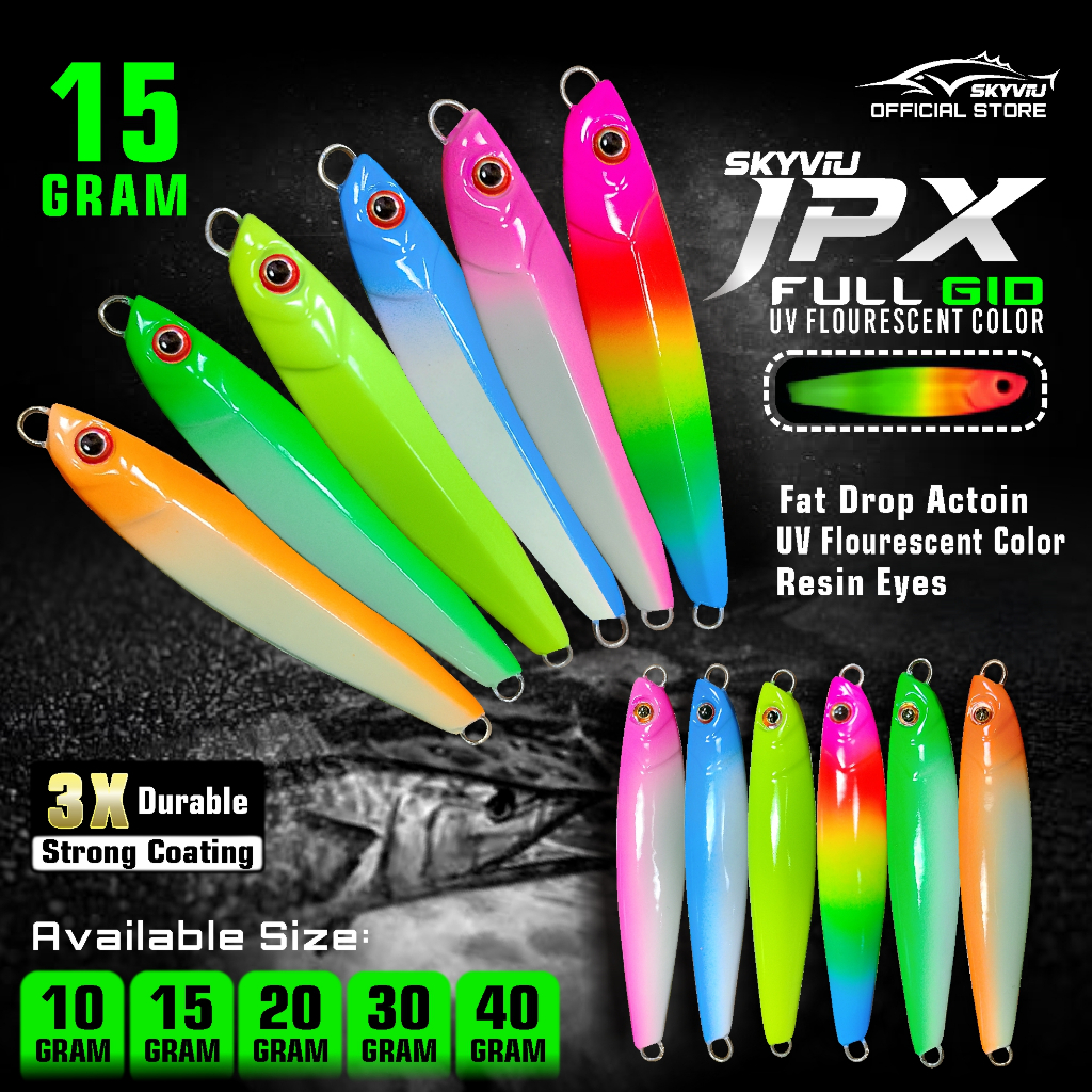 Micro Jig 15 Gram SKYVIU JPX UV Neon Full GID Metal Jig 15g Castjig Lure Jiging Umpan Malam