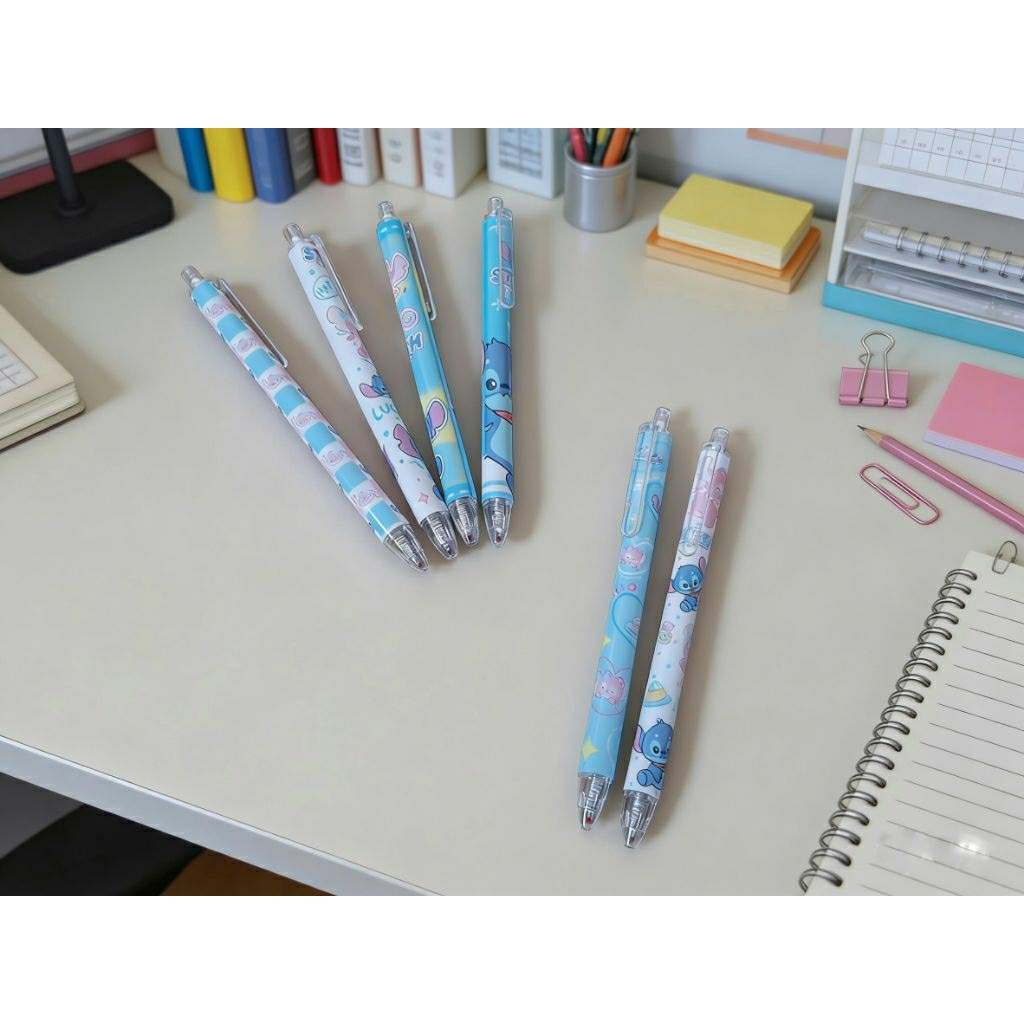 Pulpen Gel Cute Karakter Stich Aesthetic – Tinta Halus, Desain Gemes, Cocok untuk Sekolah & Kantor