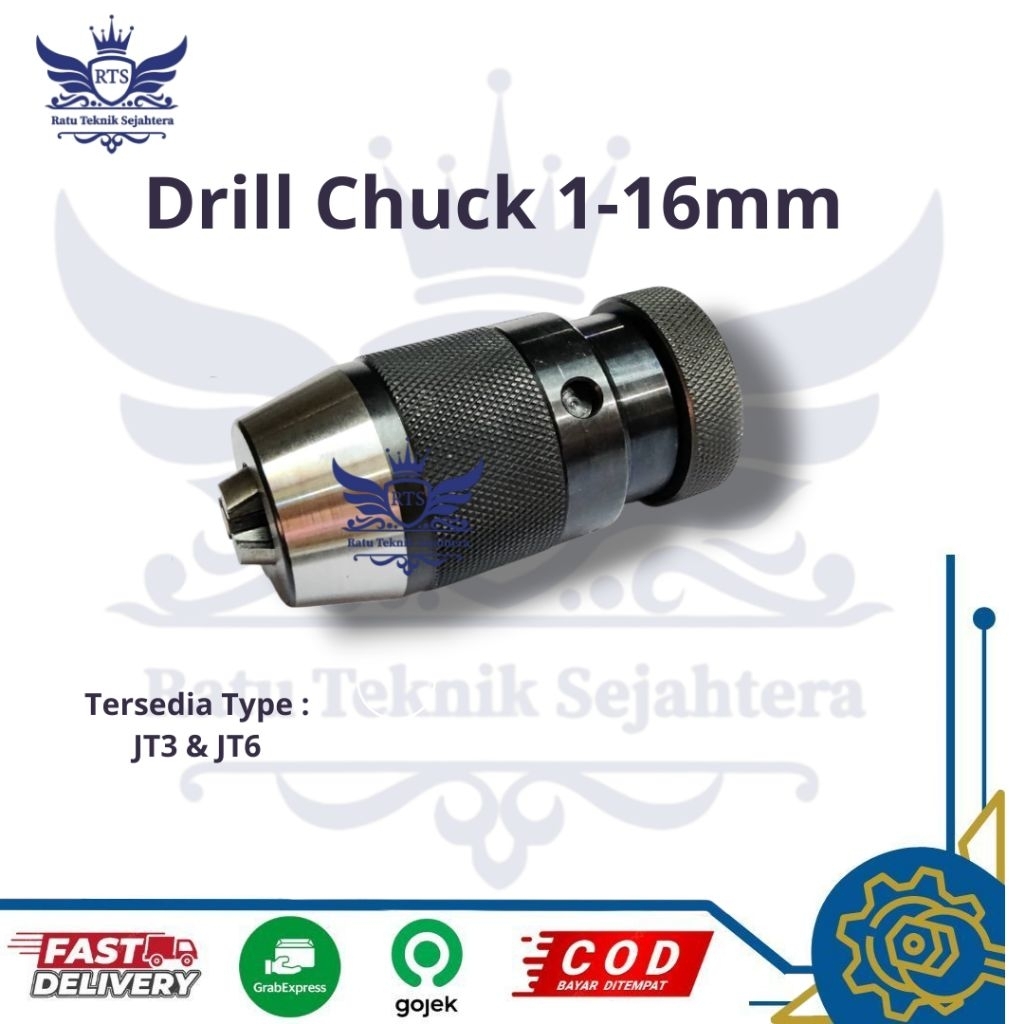 Kepala Drill Chuck 1-16mm / Keyless Drill Chuck Baru