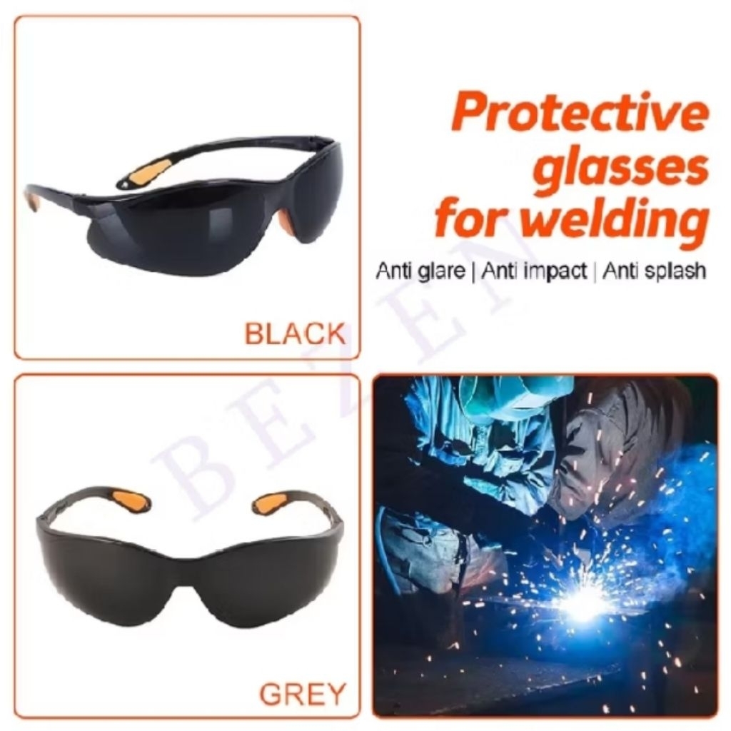 Kacamata Safety Profesional Lens Bening/Hitam - Untuk Olahraga, Naik Gunung, Kerja Bangunan