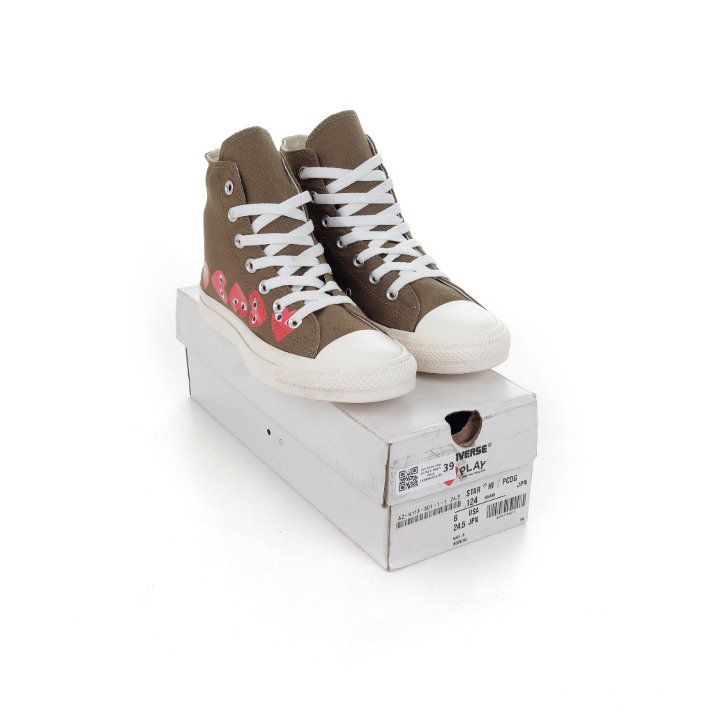 (FTBX) Sepatu Sneakers Converse Cdg Hi Multi Heart Olive