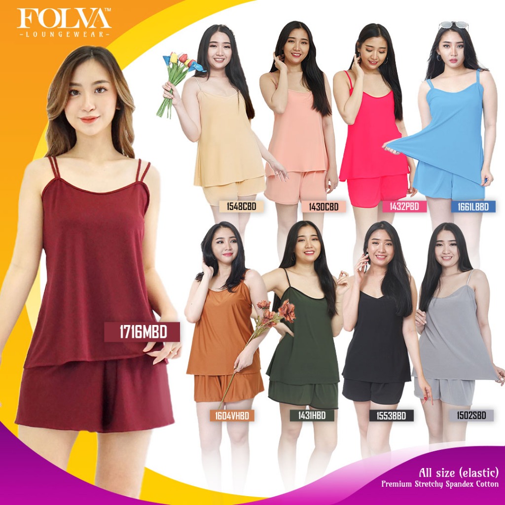 FOLVA Tanktop set celana pendek hotpants baju tidur Spandex Melar