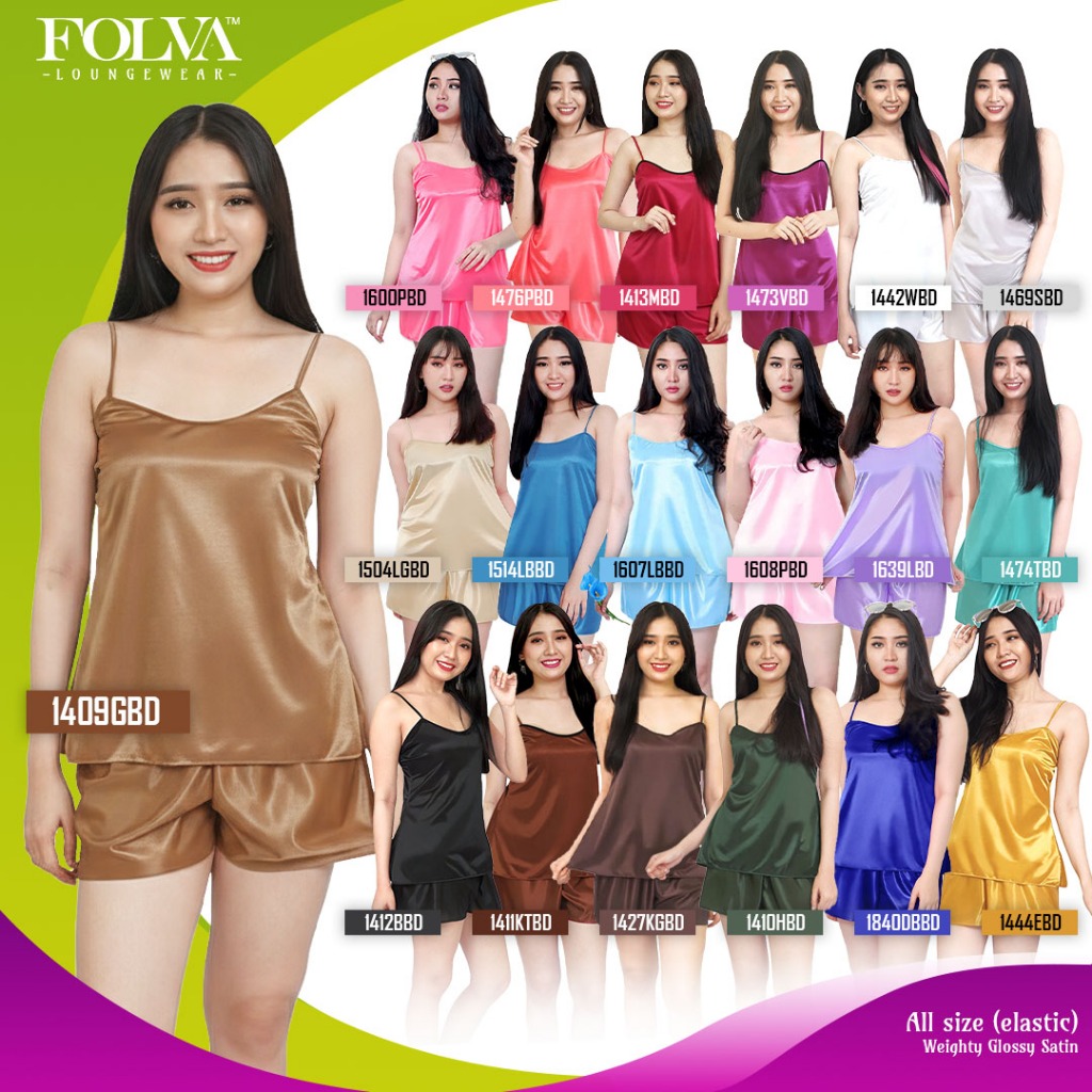 FOLVA tanktop baju tidur set celana pendek satin all size