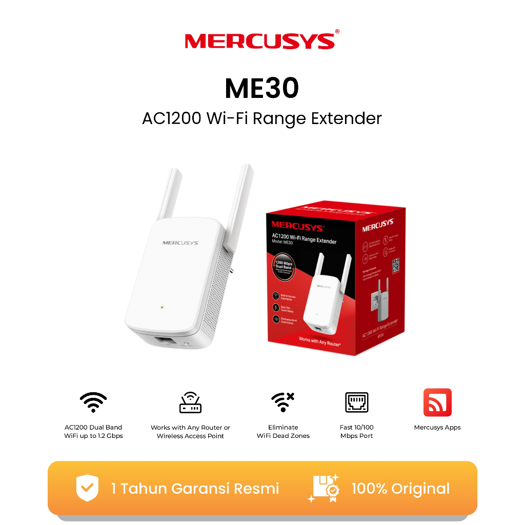 Mercusys ME30 AC1200 Dual Band Wireless Range Extender