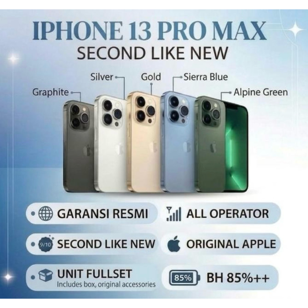iPhone 13 promax 128GB/256GB/GARANSI RESMI/FULLSET/SECOND LIKE NEW/