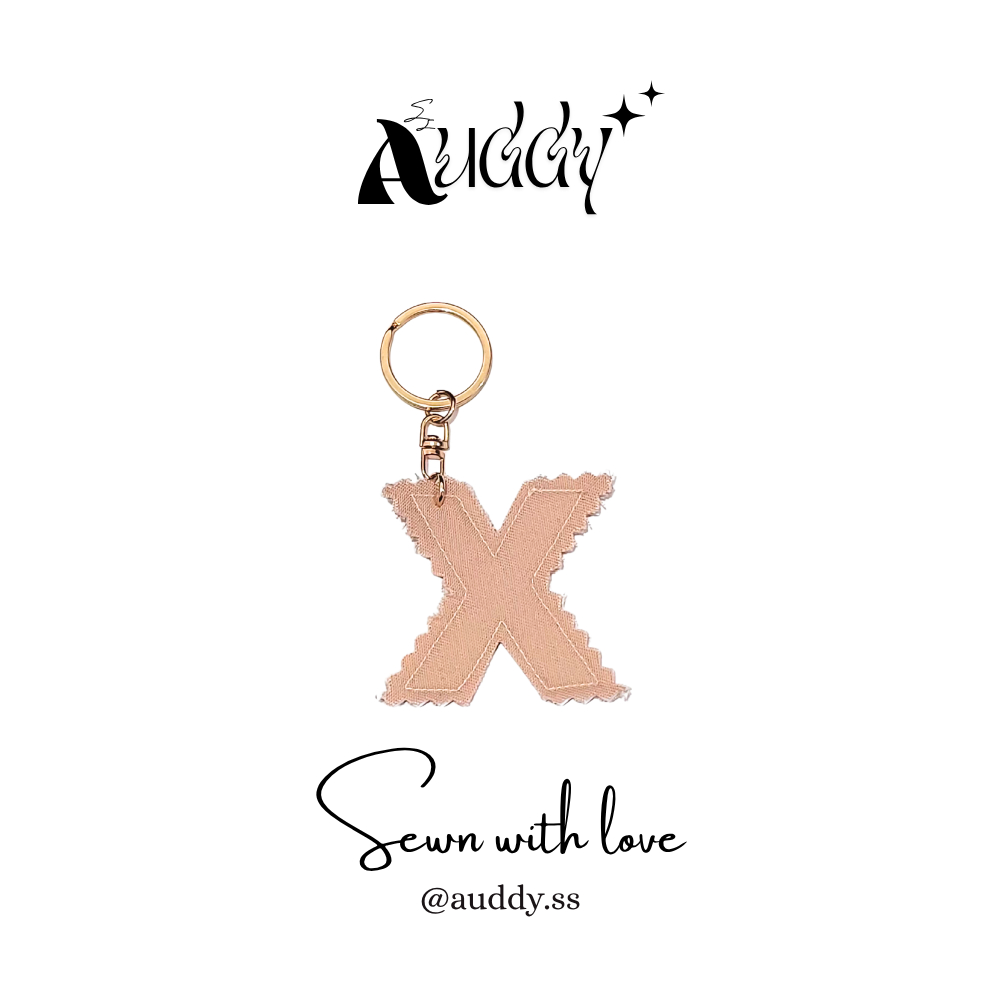 Huruf X Gantungan Kunci Huruf Handmade | Aksesoris Tas Lucu | Keychain Unik Kain Perca