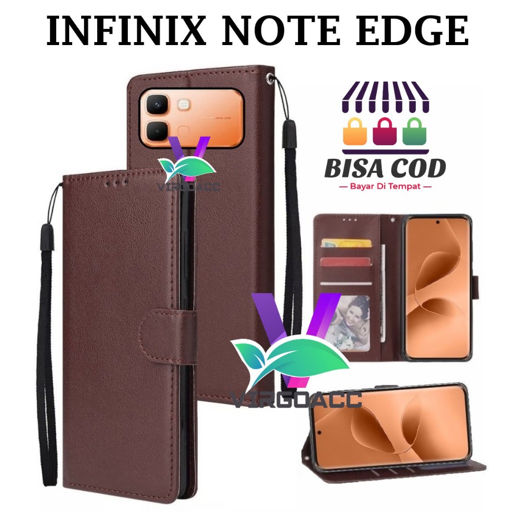 LEATHER CASE INFINIX NOTE EDGE FLIP LEATHER CASE PREMIUM - FLIP WALLET CASE KULIT UNTUK INFINIX NOTE