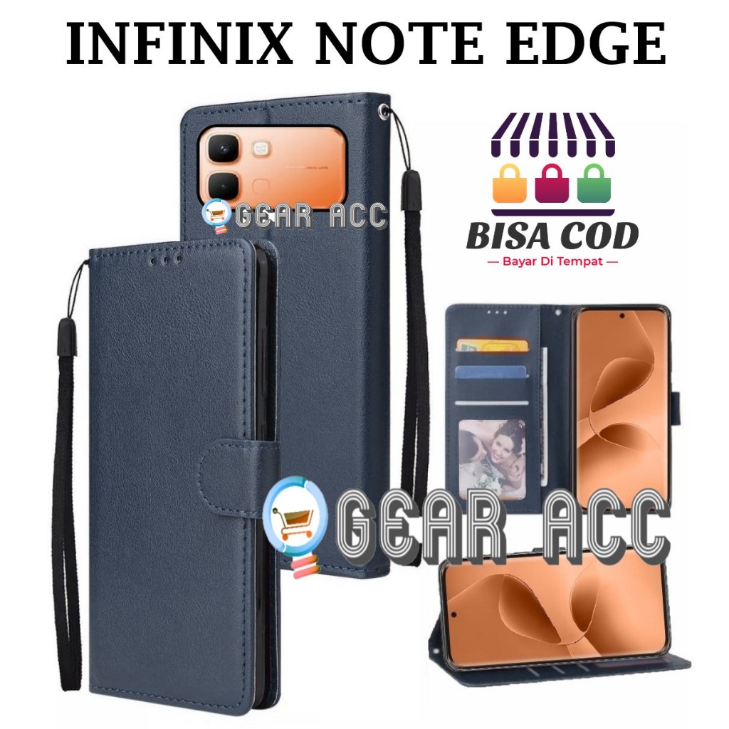 FLIP CASE INFINIX NOTE EDGE FLIP LEATHER CASE PREMIUM - FLIP WALLET CASE KULIT UNTUK INFINIX NOTE ED
