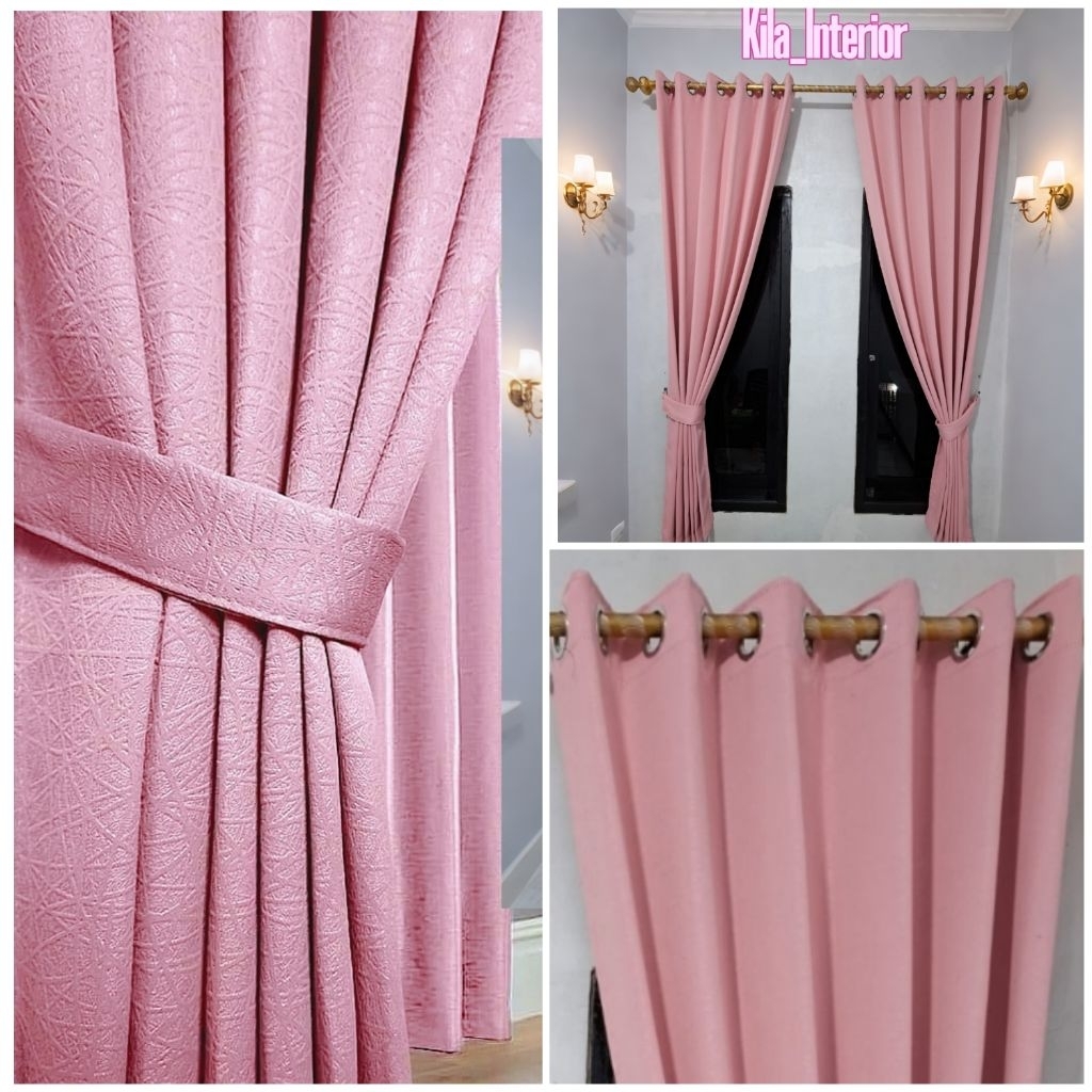 gorden jendela panjang 250cm lebar 6 gelombang minimalis blackout premium polos doff