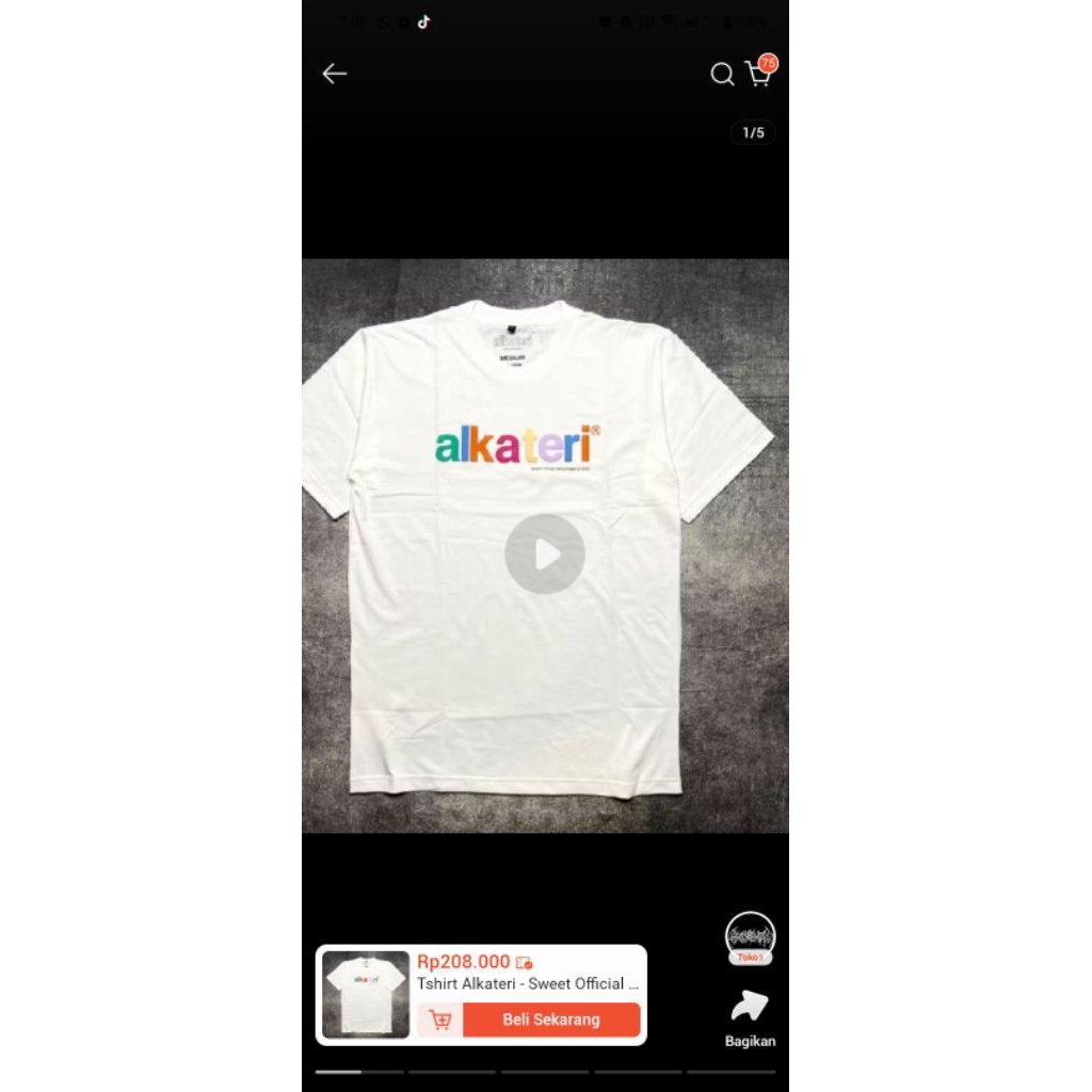 t shirt alkateri white sz m