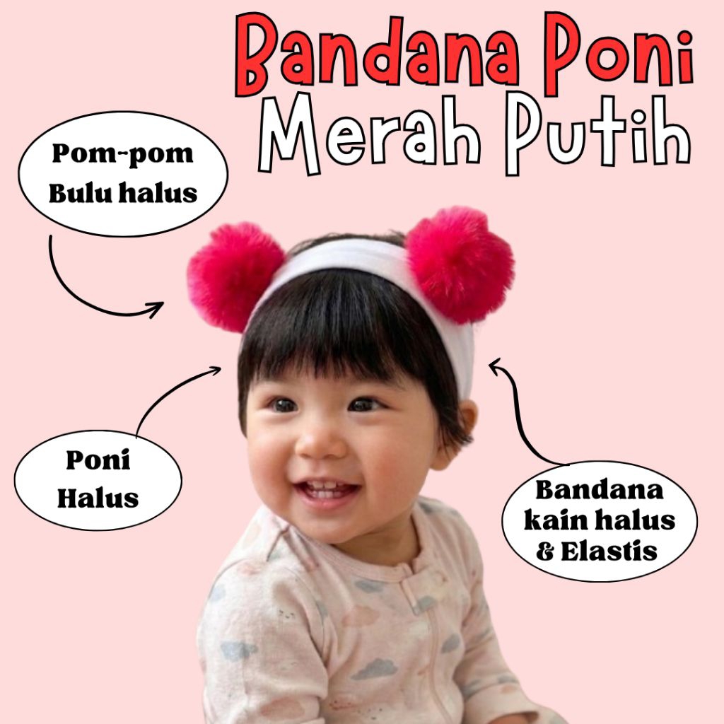 bandana kain merah putih / bandana poni merah putih