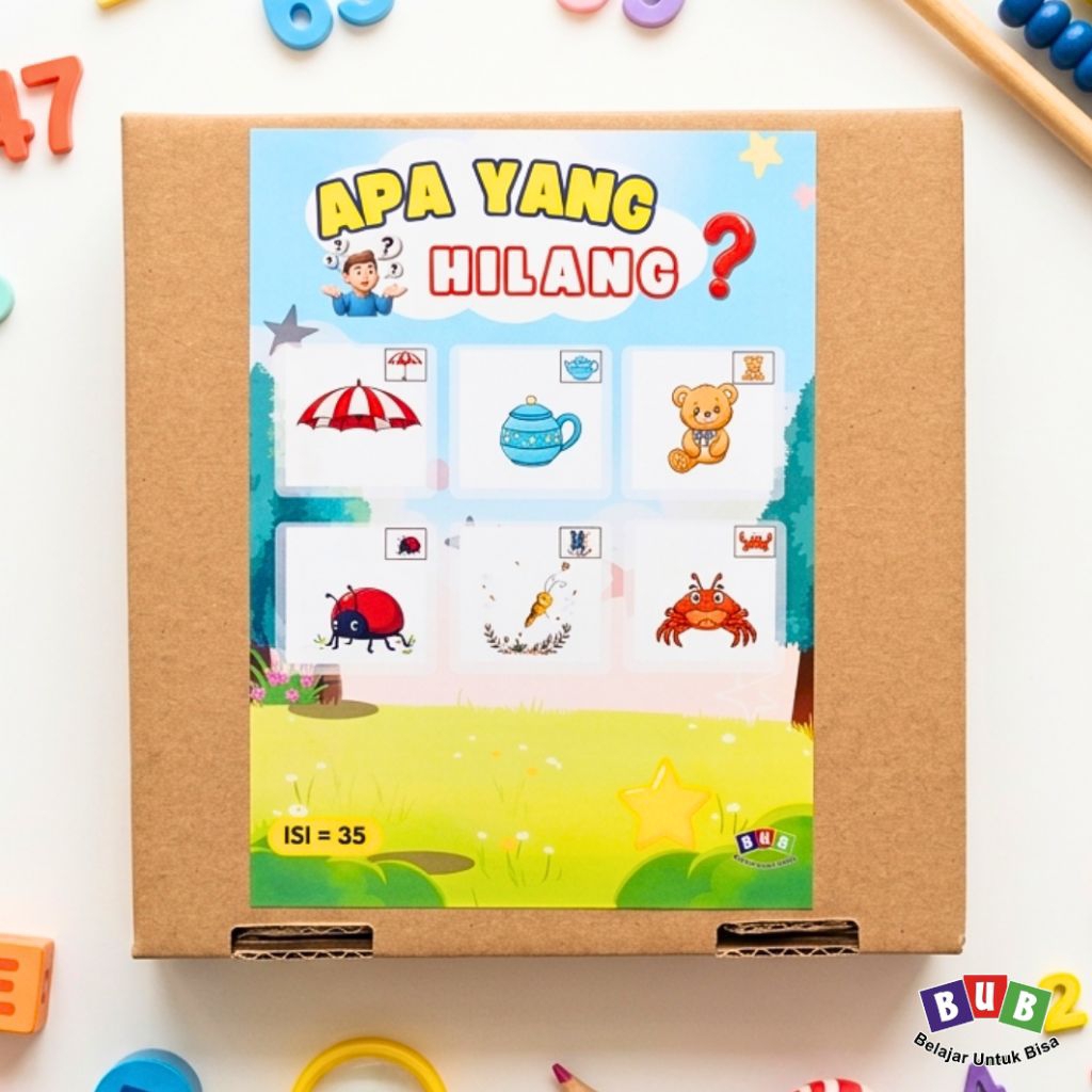Apa Yang Hilang Kartu Edukasi Anak (35 Kartu) - Mainan Montessori Melatih Ketelitian & Konsentrasi