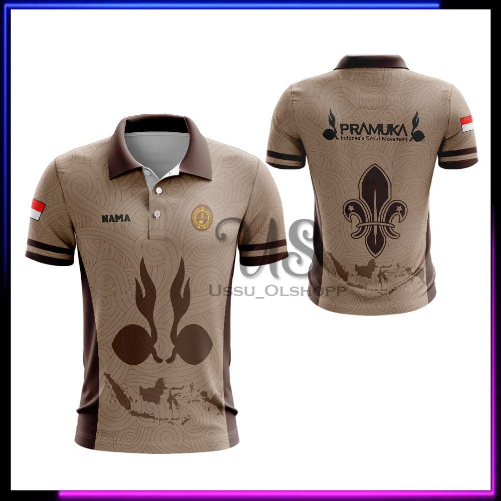 Kaos Pramuka Pria  Lengan Pendek / Baju Polo Pramuka Pembina Fullprint