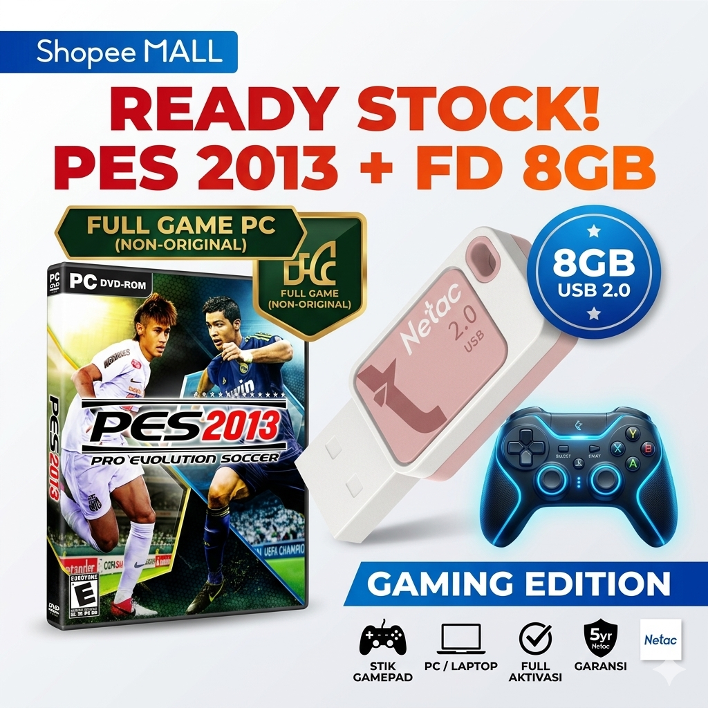 [FLASH SALE] PES 2013 Pro Evolution Soccer - PC Game Full Version (Flashdisk 8GB)