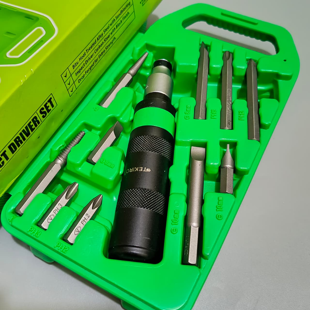 Obeng Ketok Tekiro 1 Set Lengkap / Obeng Impact Driver Set 11 Pcs Tekiro 1 Box / Obeng Getok Tekiro 