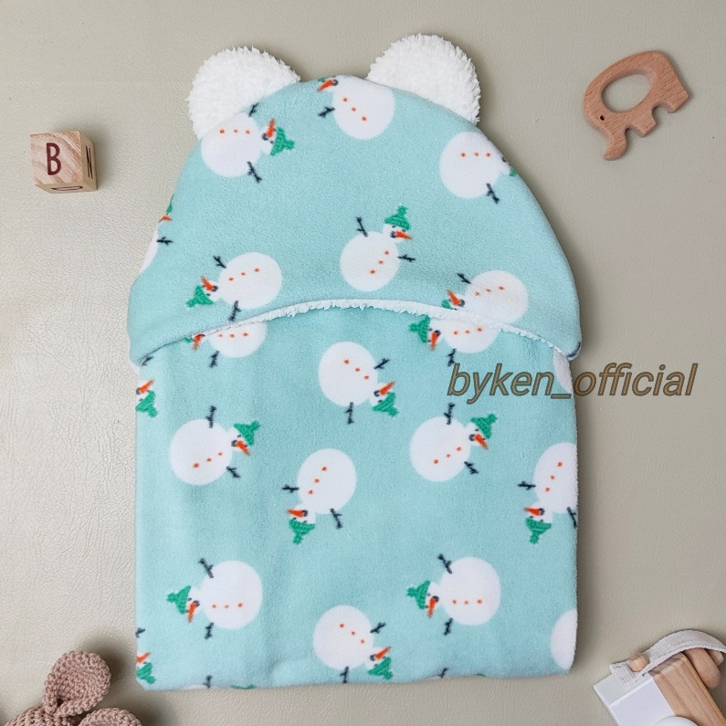 Byken - Selimut Bayi Topi Microfleece yang Halus dan Lembut dengan Topi Karakter Beruang Lucu