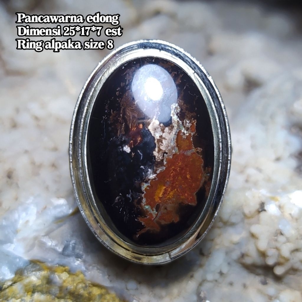 (TERMURAH) Cincin Batu Akik Pancawarna Garut Edong Klasik