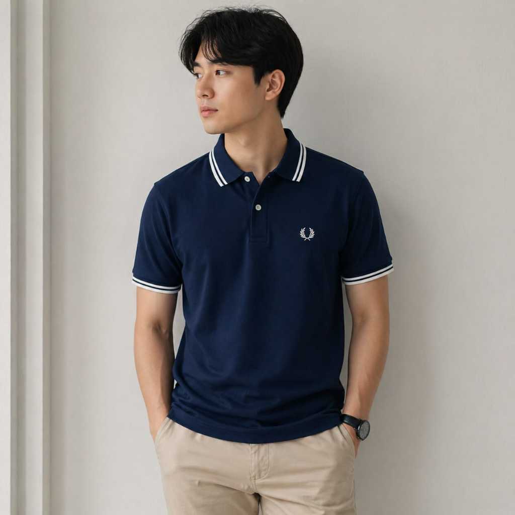 KAOS BERKERAH POLO SHIRT PRIA LOGO TAPED BORDIR RAJUT PREMIUM ORIGINIAL BAHAN ADEM NYAMAN