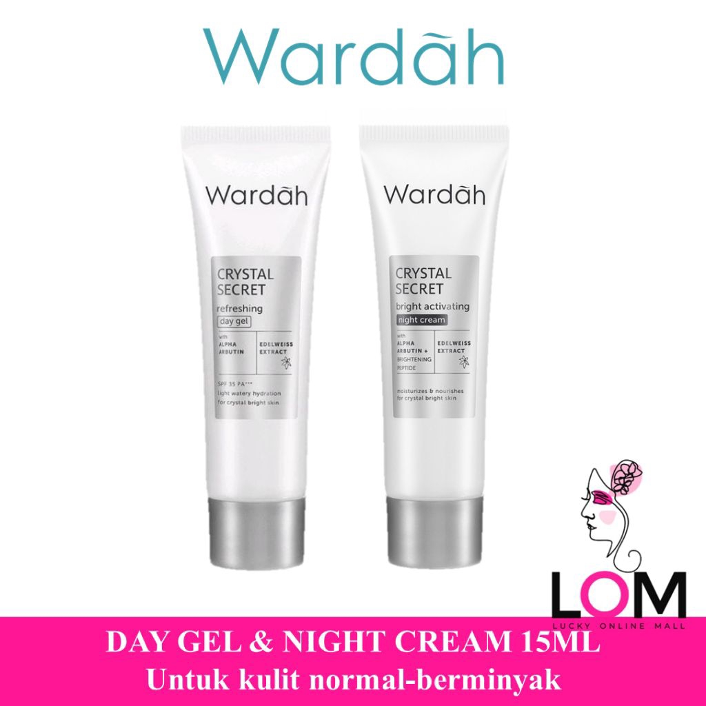 Paket Krim Malam dan Siang Wardah Crystal Secret 15ml untuk Mencerahkan Kulit