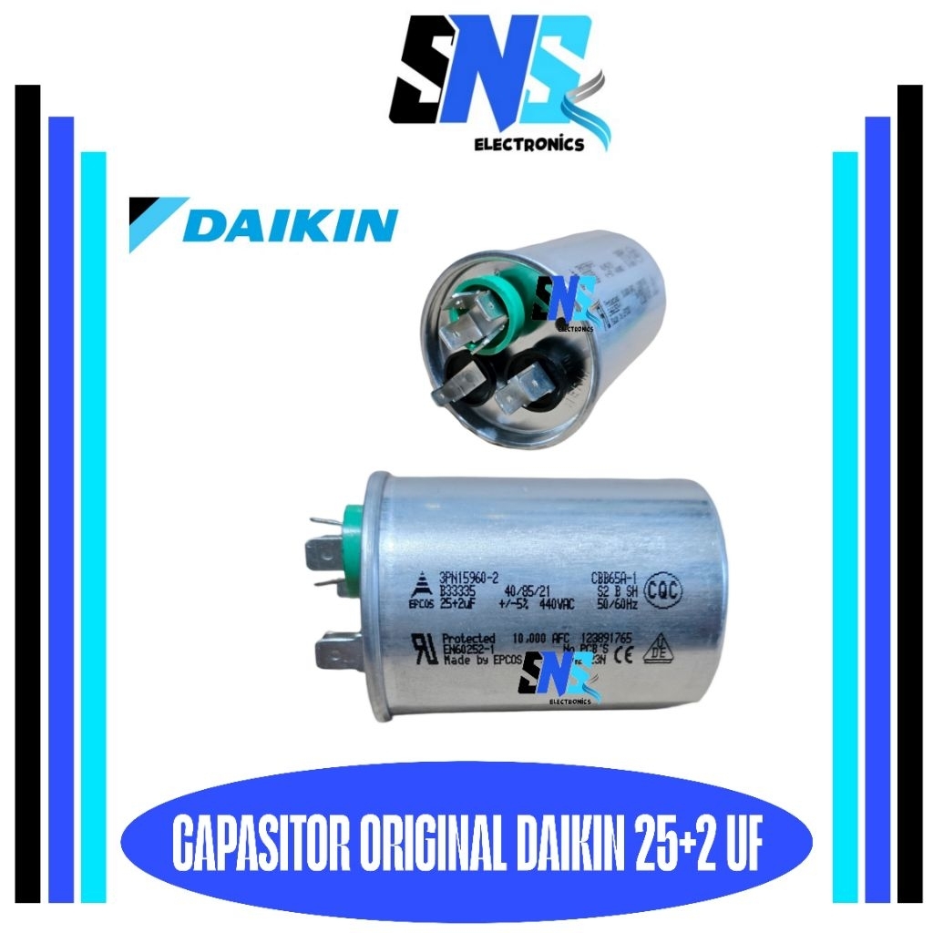 Kapasitor ORIGINAL AC DAIKIN 1 PK 25+2 uf  440 VAC - Capasitor AC 1PK daikin original 25+2uf  EPCOS