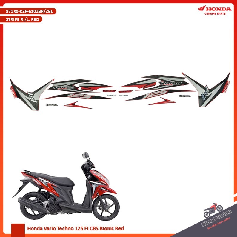 Sticker Body Honda Vario 125 PGM-FI Merah - 871X0KZR610ZBR - 871X0KZR610ZBL - STRIPE R. RED - STRIPE