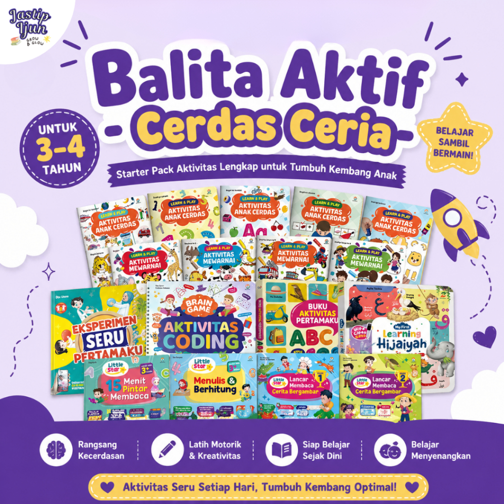 Starter Pack Buku Untuk 3-4 Tahun - Buku Balita Aktif - Buku Anak Usia 3 4 Tahun - Buku Membaca