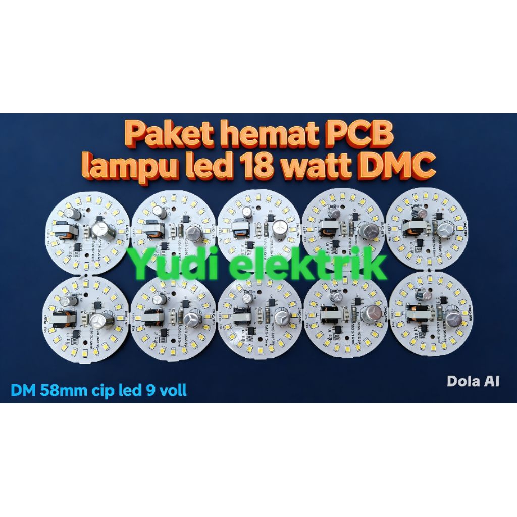 Paket hemat 10 Pics PCB lampu LED AC 18 Watt DMC Tanpa Driver