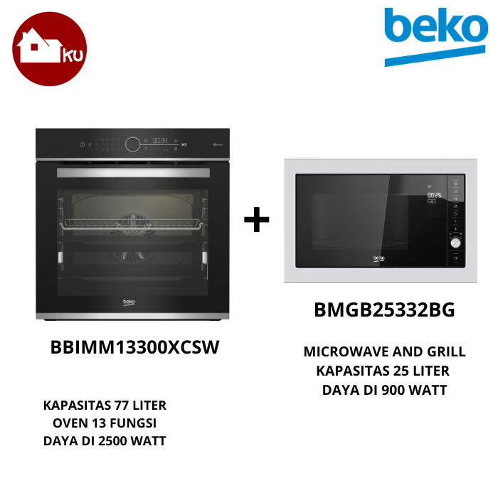 BEKO Oven Listrik BBIMM13400XCSW Built In Oven 77lt & BEKO BMGB25332BG MICROWAVE AND GRILL