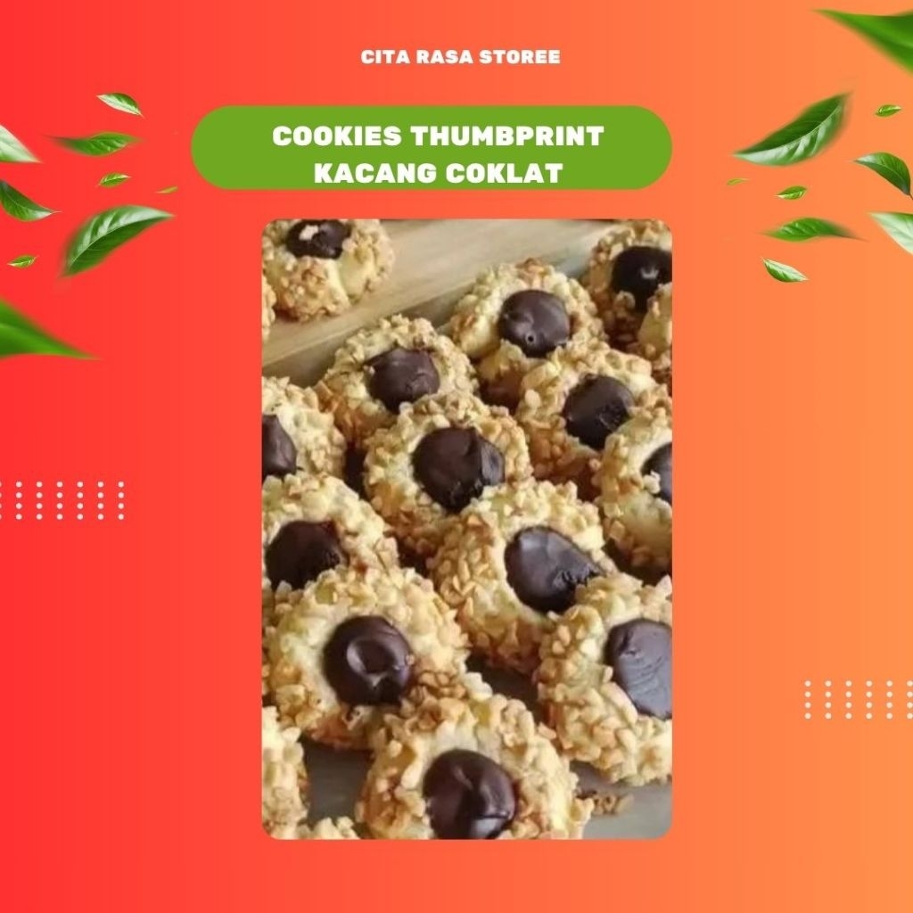 Kue Kering Cookies Thumbprint Coklat Kacang / Strawberry Kacang